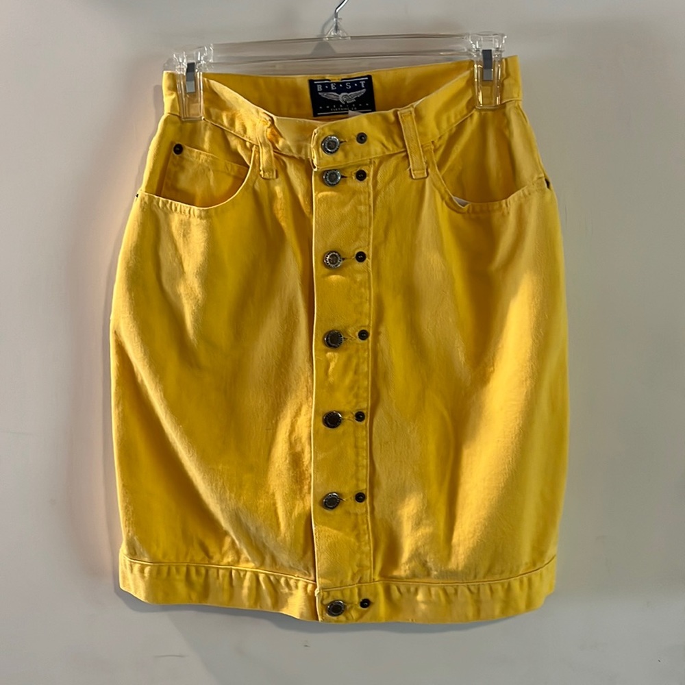 Yellow vintage 100% cotton pencil skirt